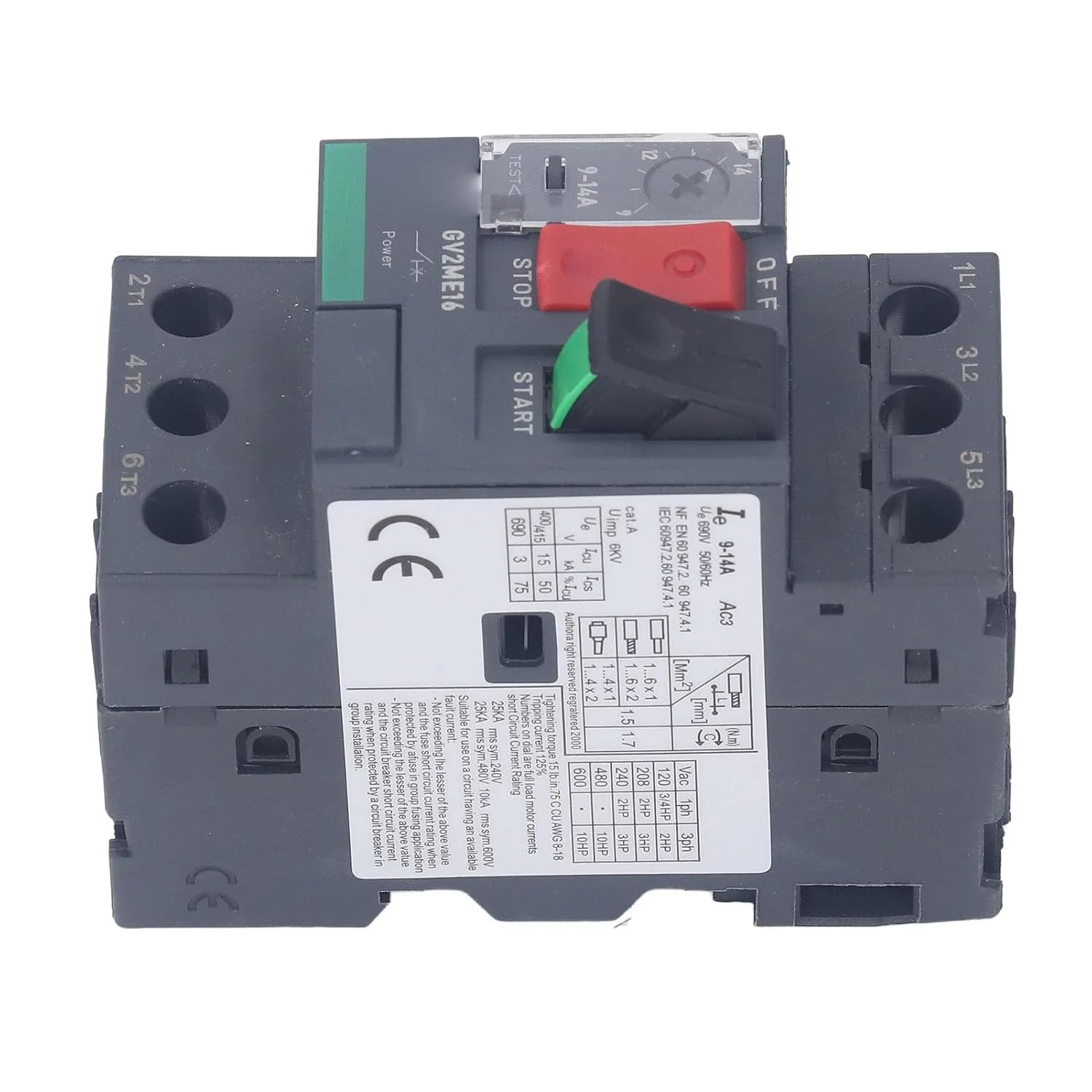 قطع کننده مدار موتور، AC690V با دکمه استارت دستی اضافه بار حرارتی مغناطیسی برای استارت موتور، قطع کننده های مدار مینیاتوری با حفاظت اضافه بار کارآمد (GV2-ME16 9-14A) قطع کننده مدار موتور، AC690V با دکمه استارت دستی اضافه بار حرارتی مغناطیسی برای استارت موتور، قطع کننده های مدار مینیاتوری با حفاظت اضافه بار کارآمد (GV2-ME16 9-14A)