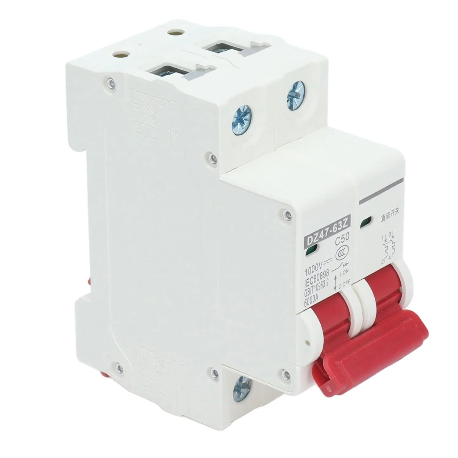 قطع کننده مدار DC Haofy، مینیاتوری، 50 آمپر DZ47-63Z C50، کنترل برای سیستم های فتوولتائیک خورشیدی، سیستم های برق کشتی با عملکرد عالی قطع کننده مدار DC Haofy، مینیاتوری، 50 آمپر DZ47-63Z C50، کنترل برای سیستم های فتوولتائیک خورشیدی، سیستم های برق کشتی با عملکرد عالی