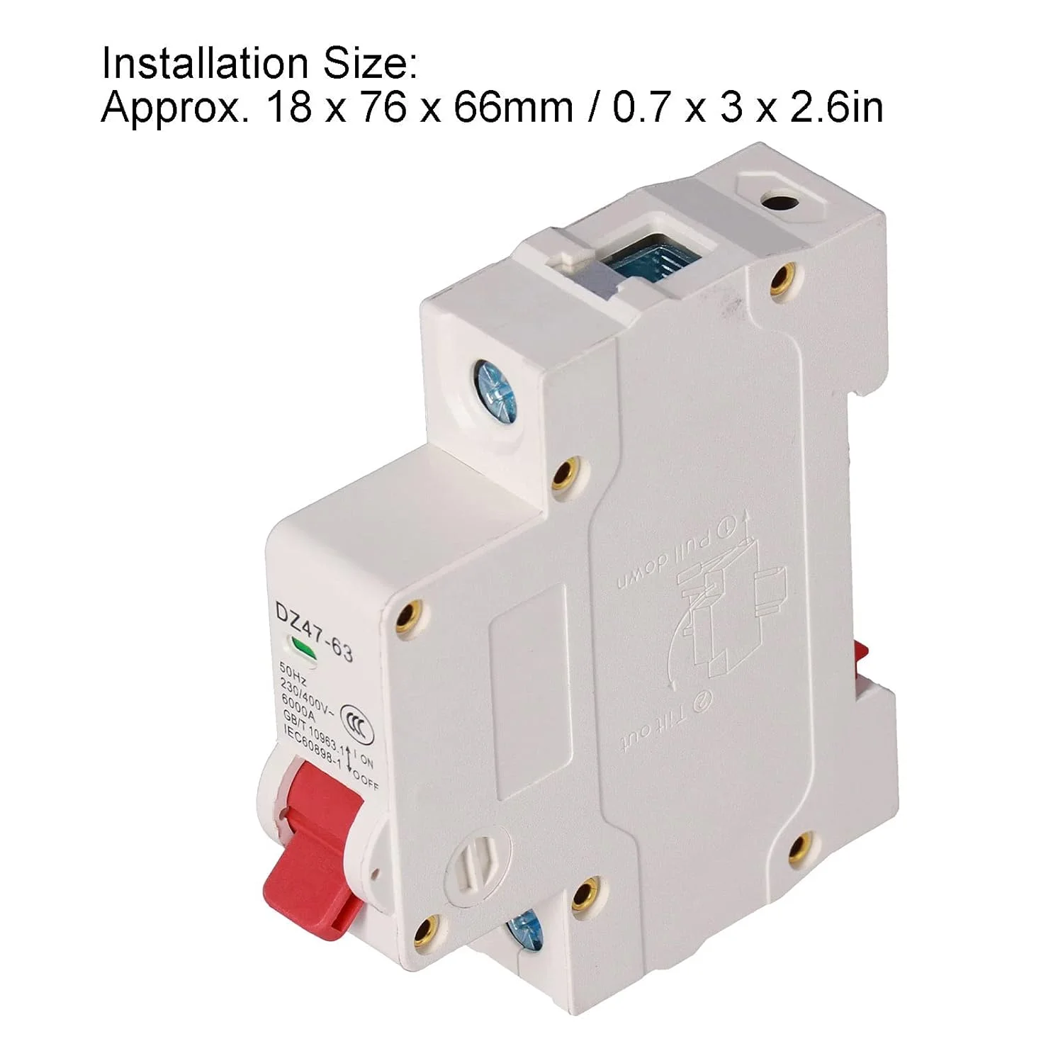 کلید مینیاتوری مارهنکیوس مدل DZ47-63 MCB تک پل 230 ولت/400 ولت با پنجره دیداری و گیره قفل دوپایه برای حفاظت از اضافه بار و اتصال کوتاه (40 آمپر) کلید مینیاتوری مارهنکیوس مدل DZ47-63 MCB تک پل 230 ولت/400 ولت با پنجره دیداری و گیره قفل دوپایه برای حفاظت از اضافه بار و اتصال کوتاه (40 آمپر)