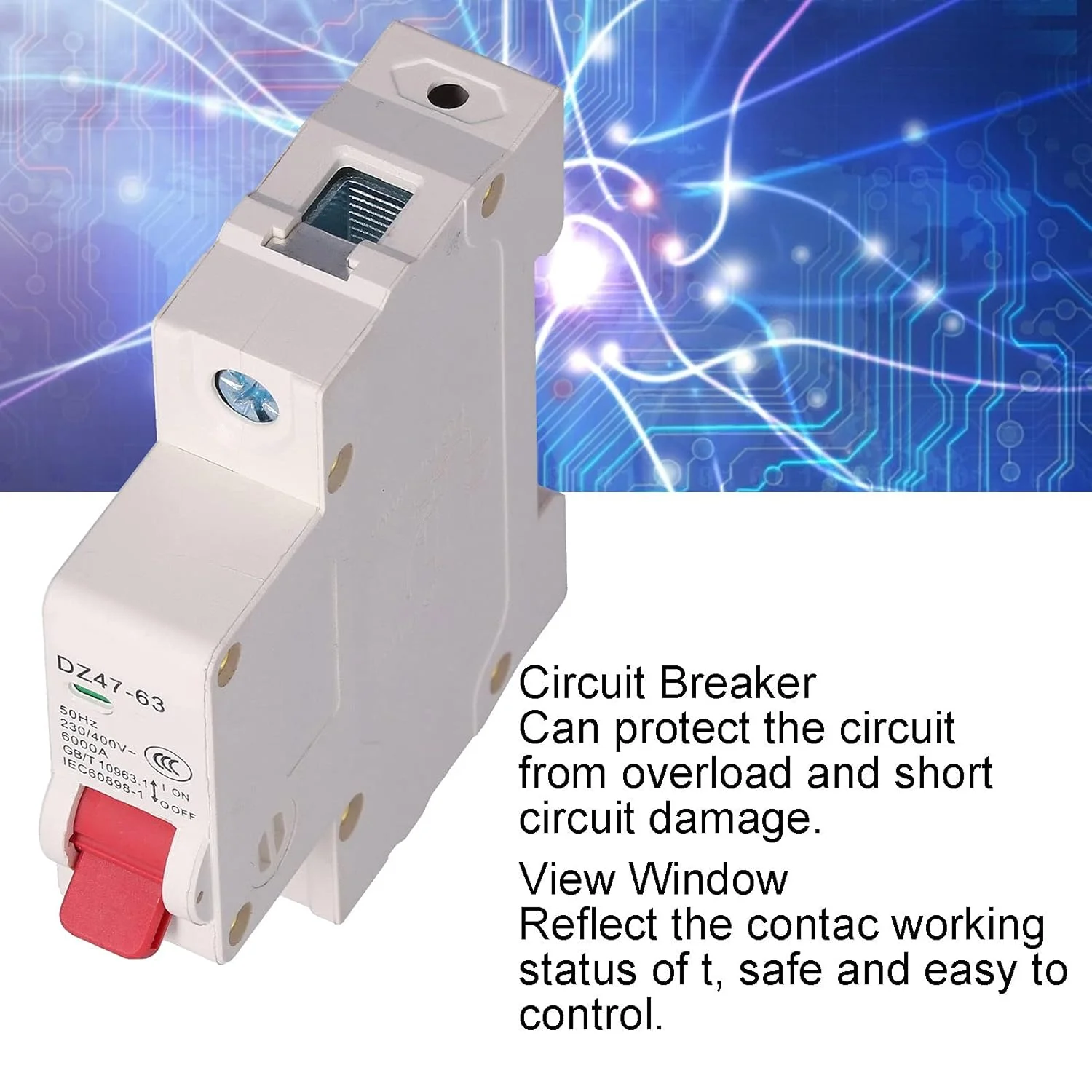 کلید مینیاتوری مارهنکیوس مدل DZ47-63 MCB تک پل 230 ولت/400 ولت با پنجره دیداری و گیره قفل دوپایه برای حفاظت از اضافه بار و اتصال کوتاه (40 آمپر) کلید مینیاتوری مارهنکیوس مدل DZ47-63 MCB تک پل 230 ولت/400 ولت با پنجره دیداری و گیره قفل دوپایه برای حفاظت از اضافه بار و اتصال کوتاه (40 آمپر)
