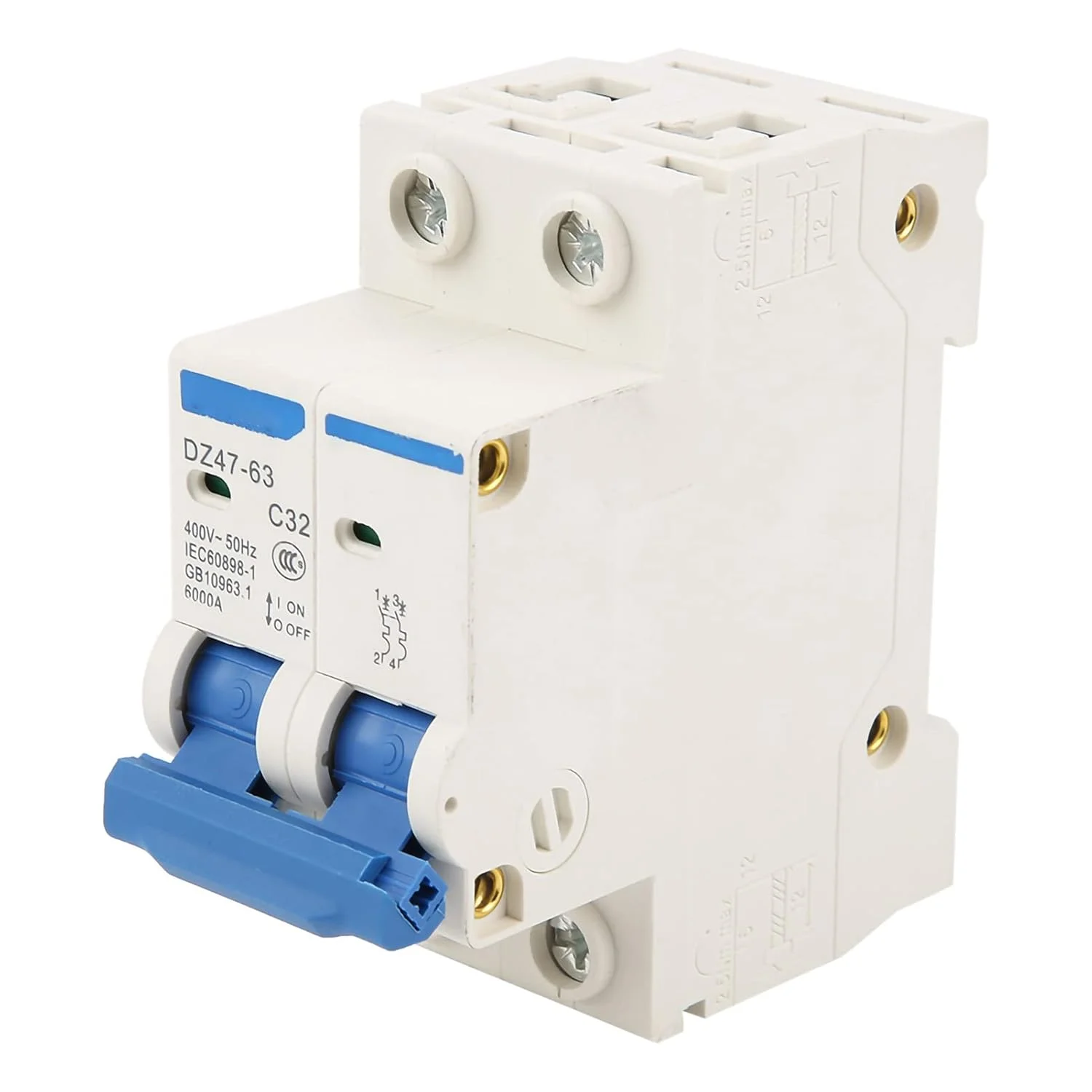 کلید مینیاتوری 2 پل 32 آمپر 220/380 ولت با حفاظت از اضافه بار و اتصال کوتاه، مناسب برای دکوراسیون منزل، ساخت و ساز مهندسی کلید مینیاتوری 2 پل 32 آمپر 220/380 ولت با حفاظت از اضافه بار و اتصال کوتاه، مناسب برای دکوراسیون منزل، ساخت و ساز مهندسی