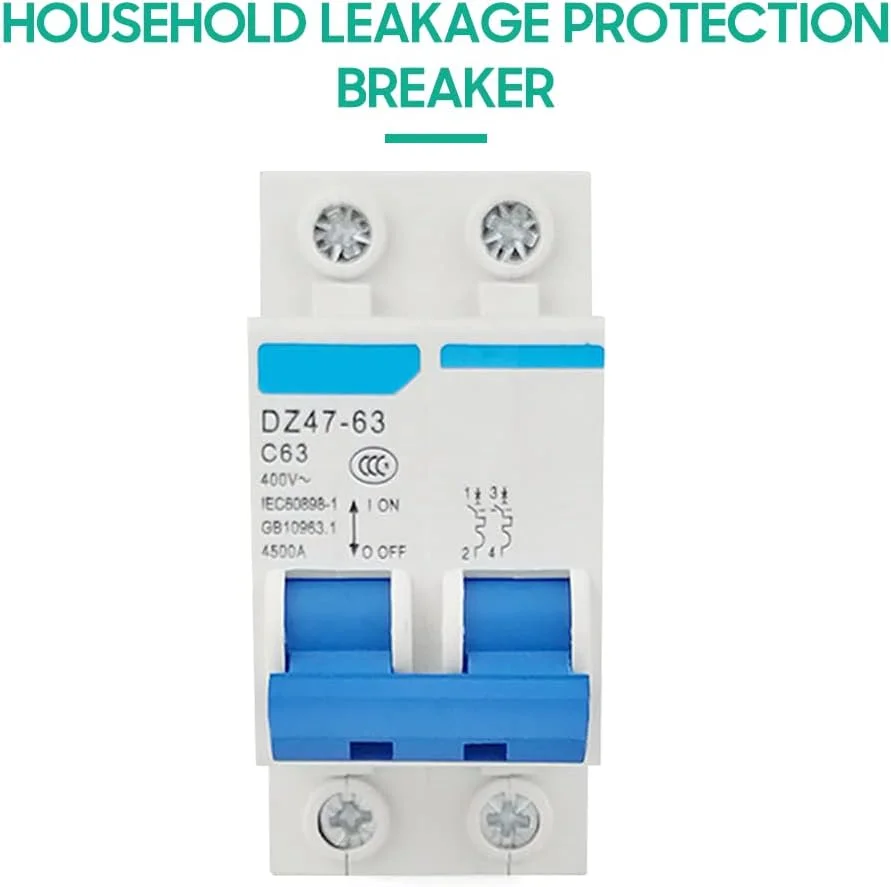 کلید مینیاتوری محافظ جان هلمی، 2 پل، 400 ولت، محافظ نشتی جریان الکتریکی خانگی، نصب روی ریل DIN مدل DZ47-63 کلید مینیاتوری محافظ جان هلمی، 2 پل، 400 ولت، محافظ نشتی جریان الکتریکی خانگی، نصب روی ریل DIN مدل DZ47-63