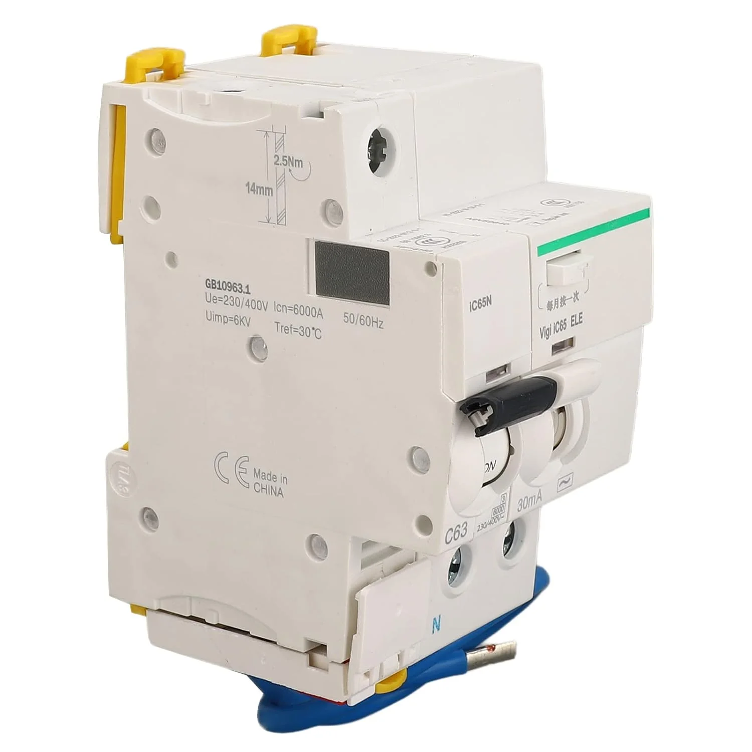 قطع کننده مدار، محافظت از نشت گیره قفل کننده 2 پل 1P+N سوئیچ هوا ایمن برای توزیع برق (6A) قطع کننده مدار، محافظت از نشت گیره قفل کننده 2 پل 1P+N سوئیچ هوا ایمن برای توزیع برق (6A)