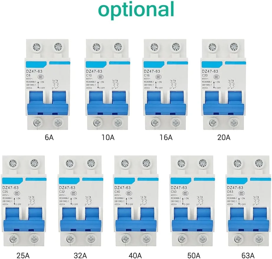 کلید مینیاتوری محافظ جان هلمی، 2 پل، 400 ولت، محافظ نشتی جریان الکتریکی خانگی، نصب روی ریل DIN مدل DZ47-63 کلید مینیاتوری محافظ جان هلمی، 2 پل، 400 ولت، محافظ نشتی جریان الکتریکی خانگی، نصب روی ریل DIN مدل DZ47-63