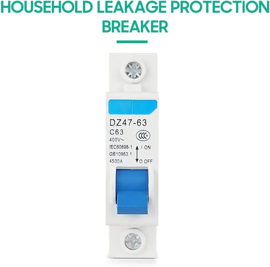 کلید مینیاتوری محافظ جان تک پل 400 ولت HELEMIY، محافظ نشتی جریان الکتریکی خانگی، نصب روی ریل DIN مدل DZ47-63 کلید مینیاتوری محافظ جان تک پل 400 ولت HELEMIY، محافظ نشتی جریان الکتریکی خانگی، نصب روی ریل DIN مدل DZ47-63