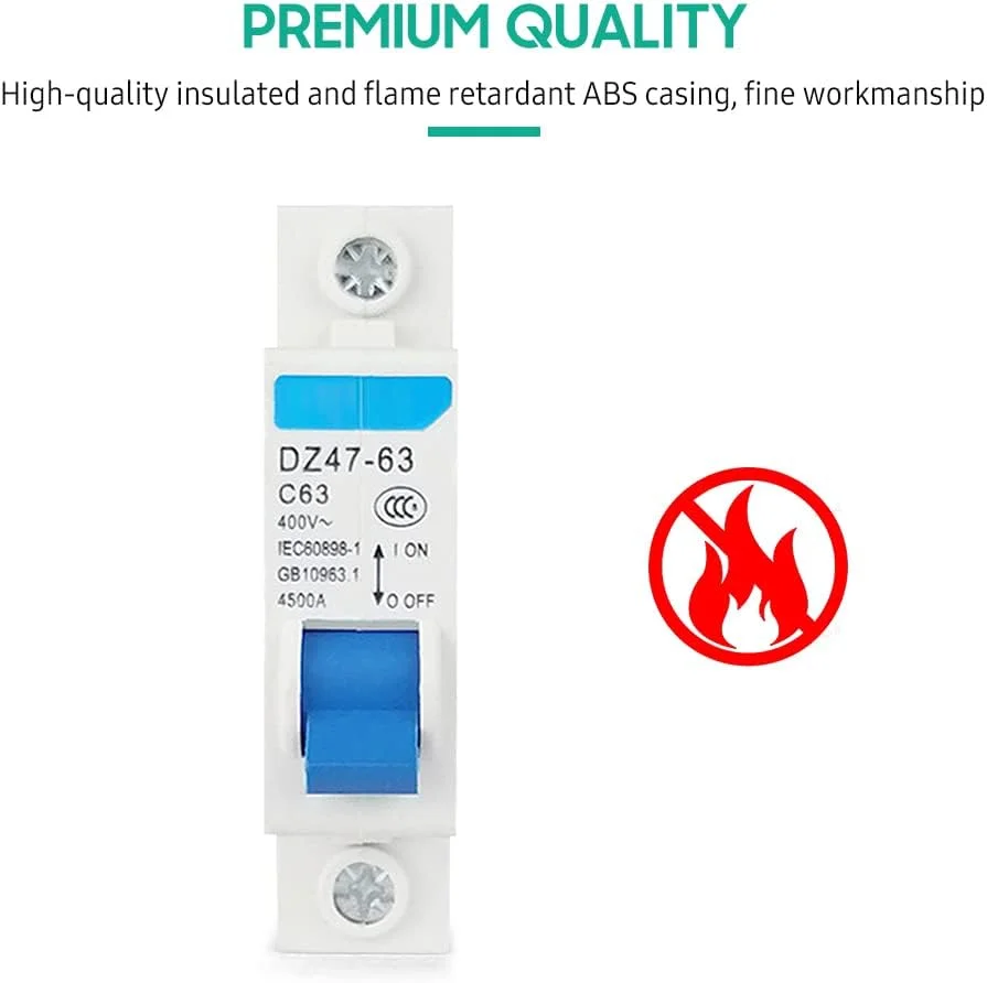 کلید مینیاتوری محافظ جان تک پل 400 ولت HELEMIY، محافظ نشتی جریان الکتریکی خانگی، نصب روی ریل DIN مدل DZ47-63 کلید مینیاتوری محافظ جان تک پل 400 ولت HELEMIY، محافظ نشتی جریان الکتریکی خانگی، نصب روی ریل DIN مدل DZ47-63