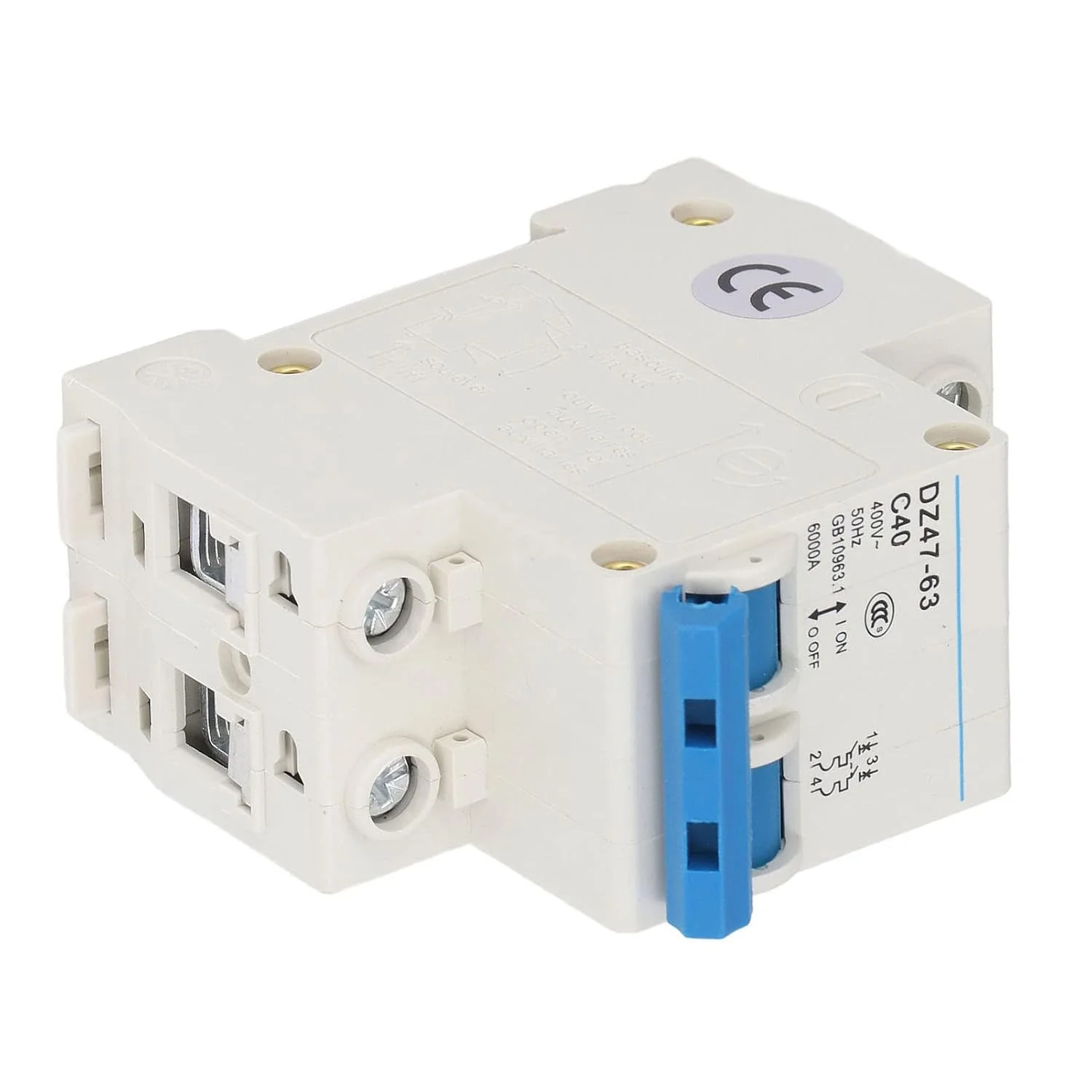 کلید مینیاتوری Domary مدل DZ47-63 C40، کلید ولتاژ پایین، نصب روی ریل DIN، AC 400V 40A