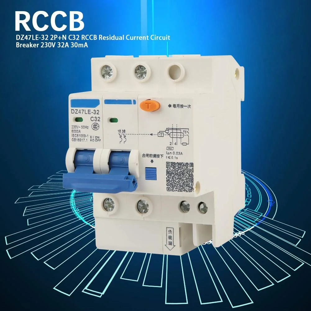 کلید محافظ جان DZ47LE-32 2P+N C32 RCCB، کلید مینیاتوری جریان نشتی 230 ولت 32 آمپر 30 میلی آمپر، کلید هوایی مدار شکن بخش بالا، کلید هوایی کوچک کلید محافظ جان DZ47LE-32 2P+N C32 RCCB، کلید مینیاتوری جریان نشتی 230 ولت 32 آمپر 30 میلی آمپر، کلید هوایی مدار شکن بخش بالا، کلید هوایی کوچک