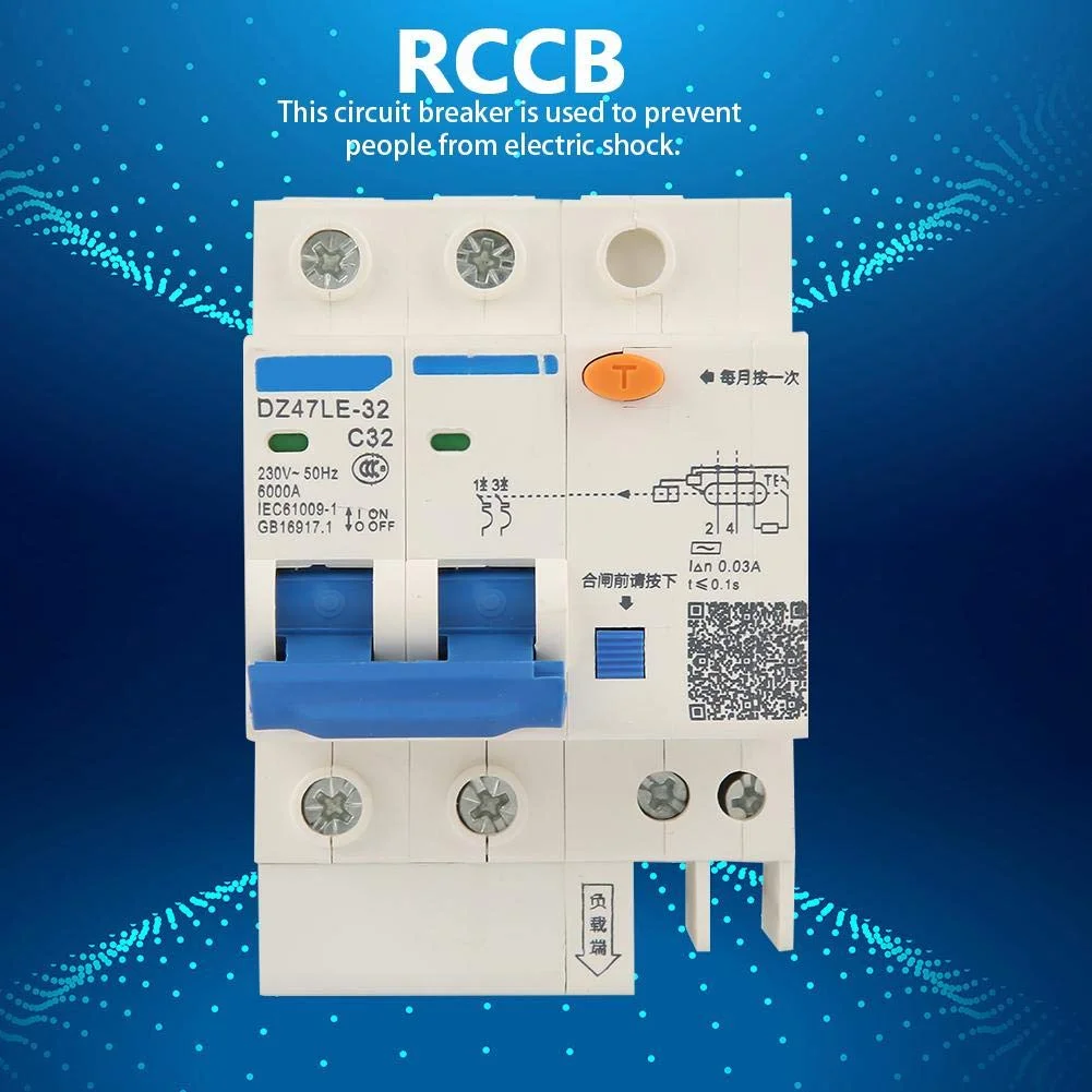 کلید محافظ جان DZ47LE-32 2P+N C32 RCCB، کلید مینیاتوری جریان نشتی 230 ولت 32 آمپر 30 میلی آمپر، کلید هوایی مدار شکن بخش بالا، کلید هوایی کوچک کلید محافظ جان DZ47LE-32 2P+N C32 RCCB، کلید مینیاتوری جریان نشتی 230 ولت 32 آمپر 30 میلی آمپر، کلید هوایی مدار شکن بخش بالا، کلید هوایی کوچک
