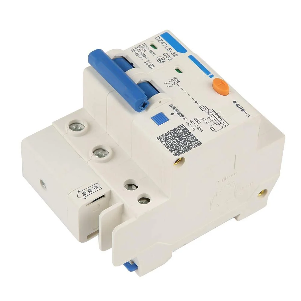 کلید محافظ جان DZ47LE-32 2P+N C32 RCCB، کلید مینیاتوری جریان نشتی 230 ولت 32 آمپر 30 میلی آمپر، کلید هوایی مدار شکن بخش بالا، کلید هوایی کوچک کلید محافظ جان DZ47LE-32 2P+N C32 RCCB، کلید مینیاتوری جریان نشتی 230 ولت 32 آمپر 30 میلی آمپر، کلید هوایی مدار شکن بخش بالا، کلید هوایی کوچک