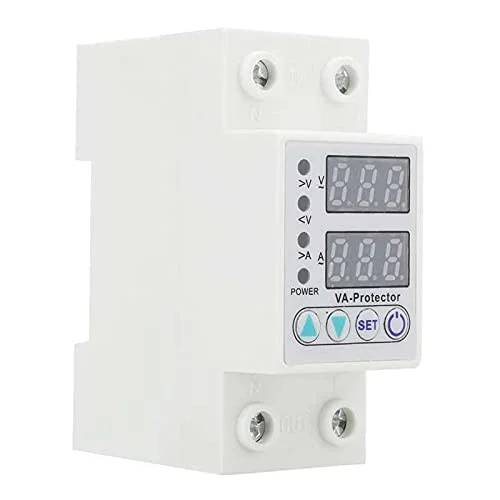 محافظ ولتاژ اضافه و کم ولتاژ ShoFbi مدل VA-63A با نمایشگر LED دوگانه، محافظ جریان با قابلیت تنظیم مجدد خودکار، قطع کننده مدار AC 220V، محافظ نشتی زمین محافظ ولتاژ اضافه و کم ولتاژ ShoFbi مدل VA-63A با نمایشگر LED دوگانه، محافظ جریان با قابلیت تنظیم مجدد خودکار، قطع کننده مدار AC 220V، محافظ نشتی زمین