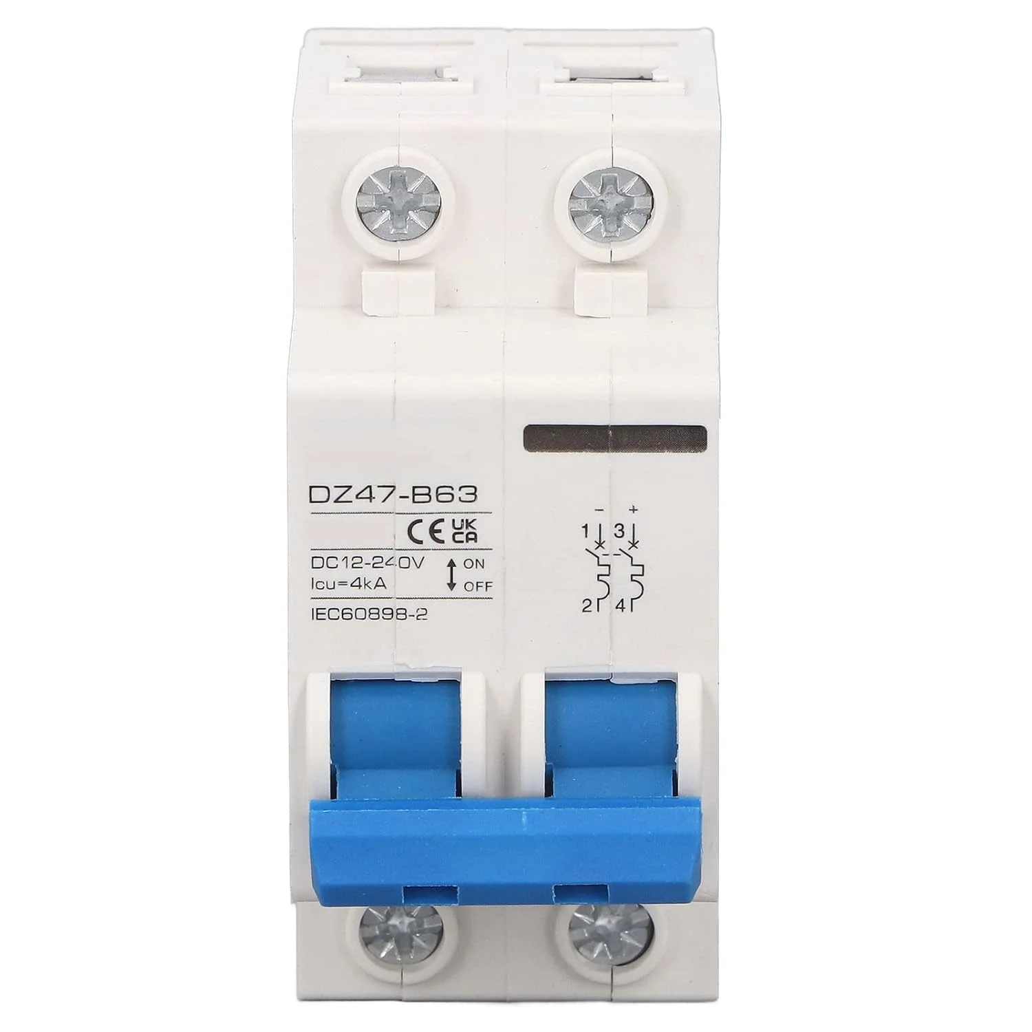 قطع کننده مدار DC ShoFbi، پوسته مقاوم در برابر شعله DC12-240V، اندازه جمع و جور، کلید هوای محافظ 2P، ظرفیت شکست 4KA، محافظ های نشتی زمین (اندازه: 63A)