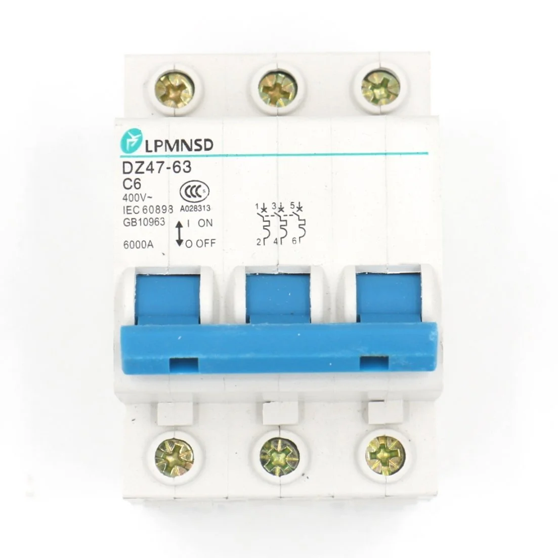 مینیاتوری مدار شکن DZ47-63 C6 AC400V 6 آمپر 3 پل نصب روی ریل DIN مینیاتوری مدار شکن DZ47-63 C6 AC400V 6 آمپر 3 پل نصب روی ریل DIN