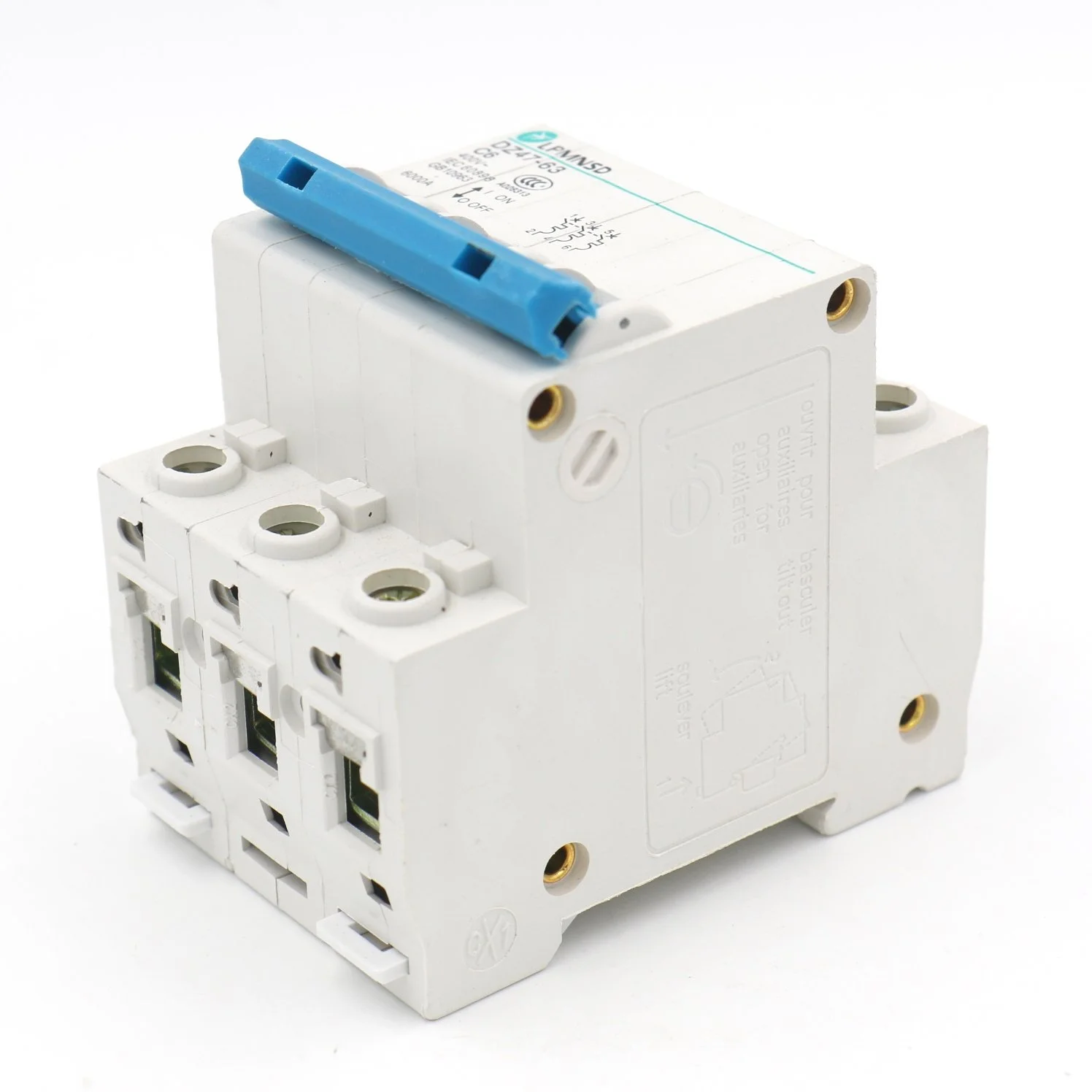 مینیاتوری مدار شکن DZ47-63 C6 AC400V 6 آمپر 3 پل نصب روی ریل DIN مینیاتوری مدار شکن DZ47-63 C6 AC400V 6 آمپر 3 پل نصب روی ریل DIN