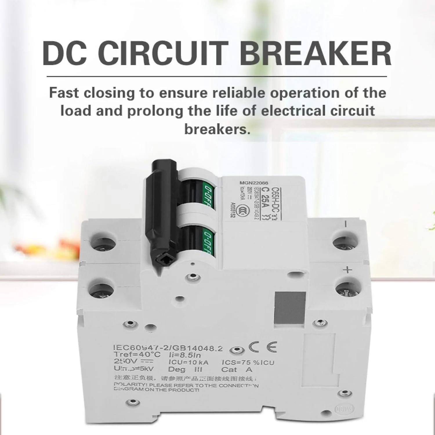 بریکر مینیاتوری DC ولتاژ پایین 2P 250V، نصب ریلی DIN، محافظ نشتی زمین برای سیستم شبکه پنل های خورشیدی