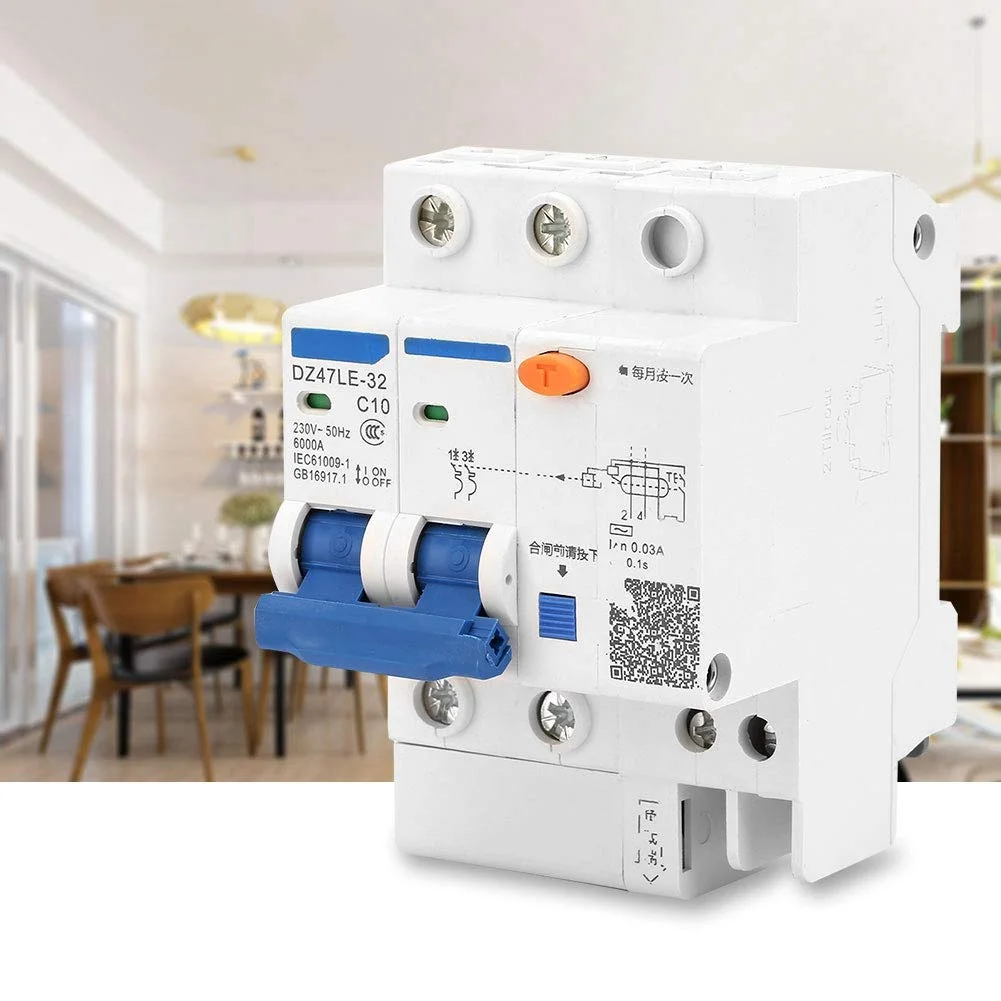 قطع کننده مدار جریان نشتی DZ47LE-32 2P+2، قطع کننده مدار جریان 230 ولت (C10 10A)