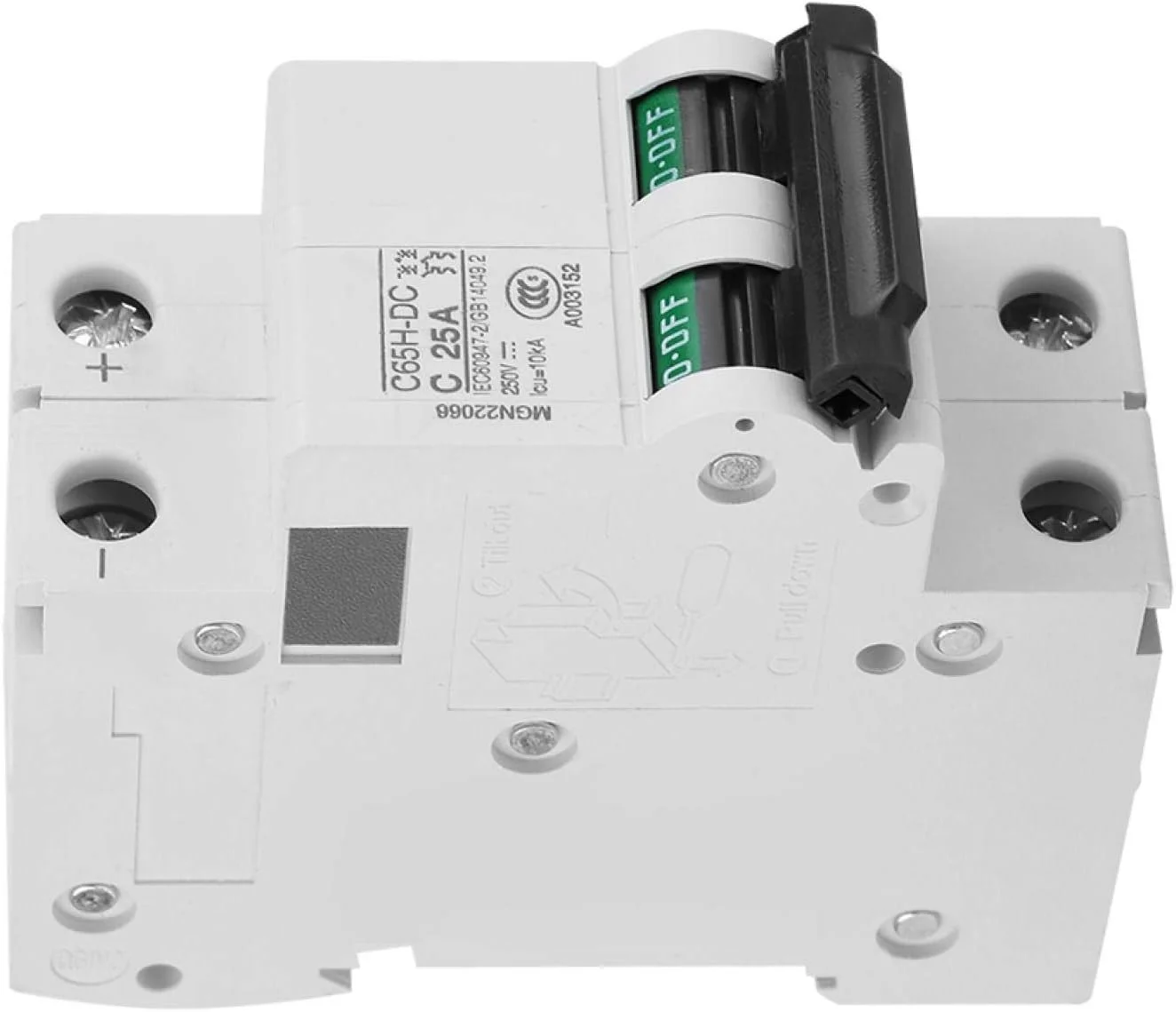 بریکر مینیاتوری DC ولتاژ پایین 2P 250V، نصب ریلی DIN، محافظ نشتی زمین برای سیستم شبکه پنل های خورشیدی