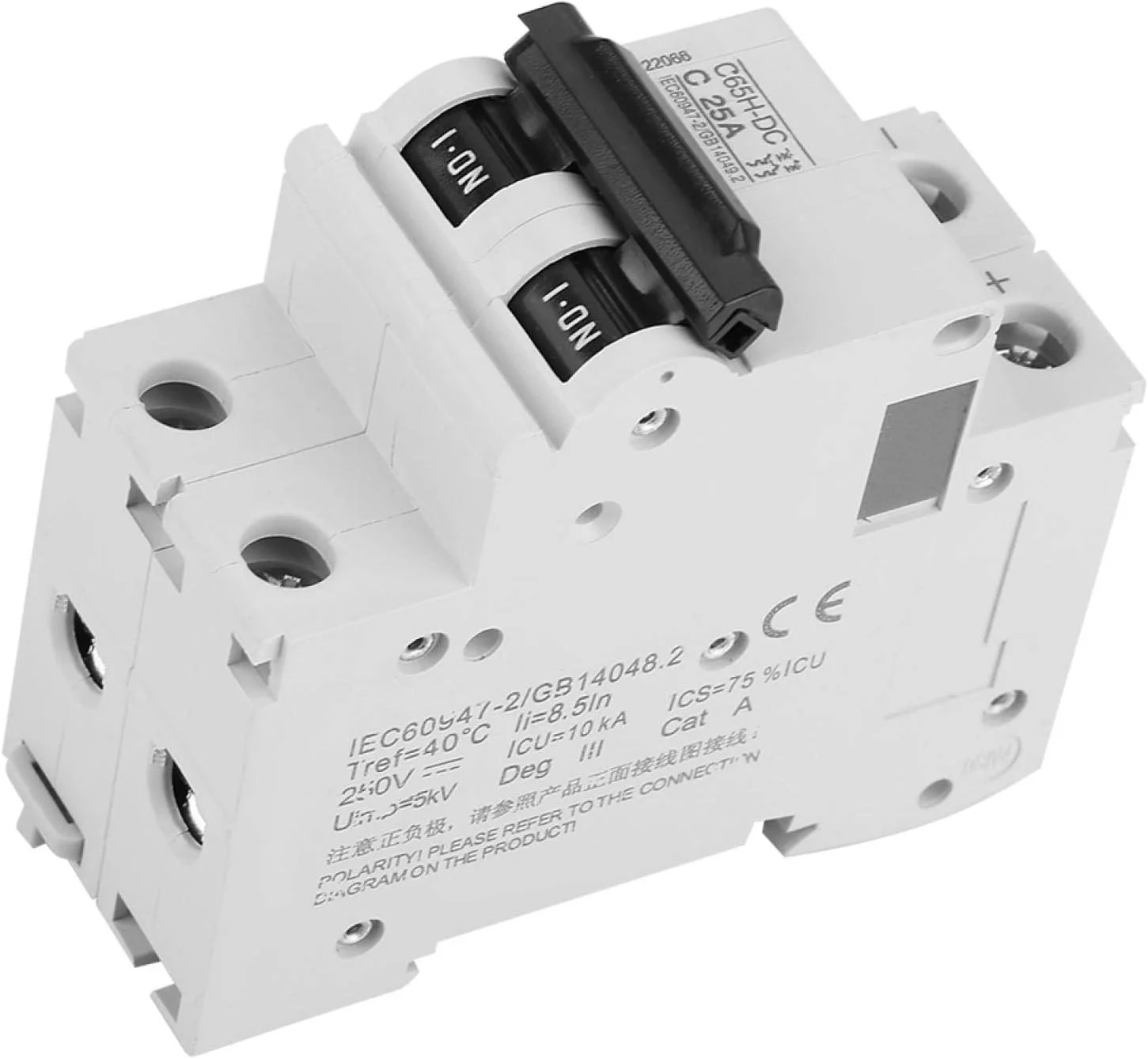 بریکر مینیاتوری DC ولتاژ پایین 2P 250V، نصب ریلی DIN، محافظ نشتی زمین برای سیستم شبکه پنل های خورشیدی