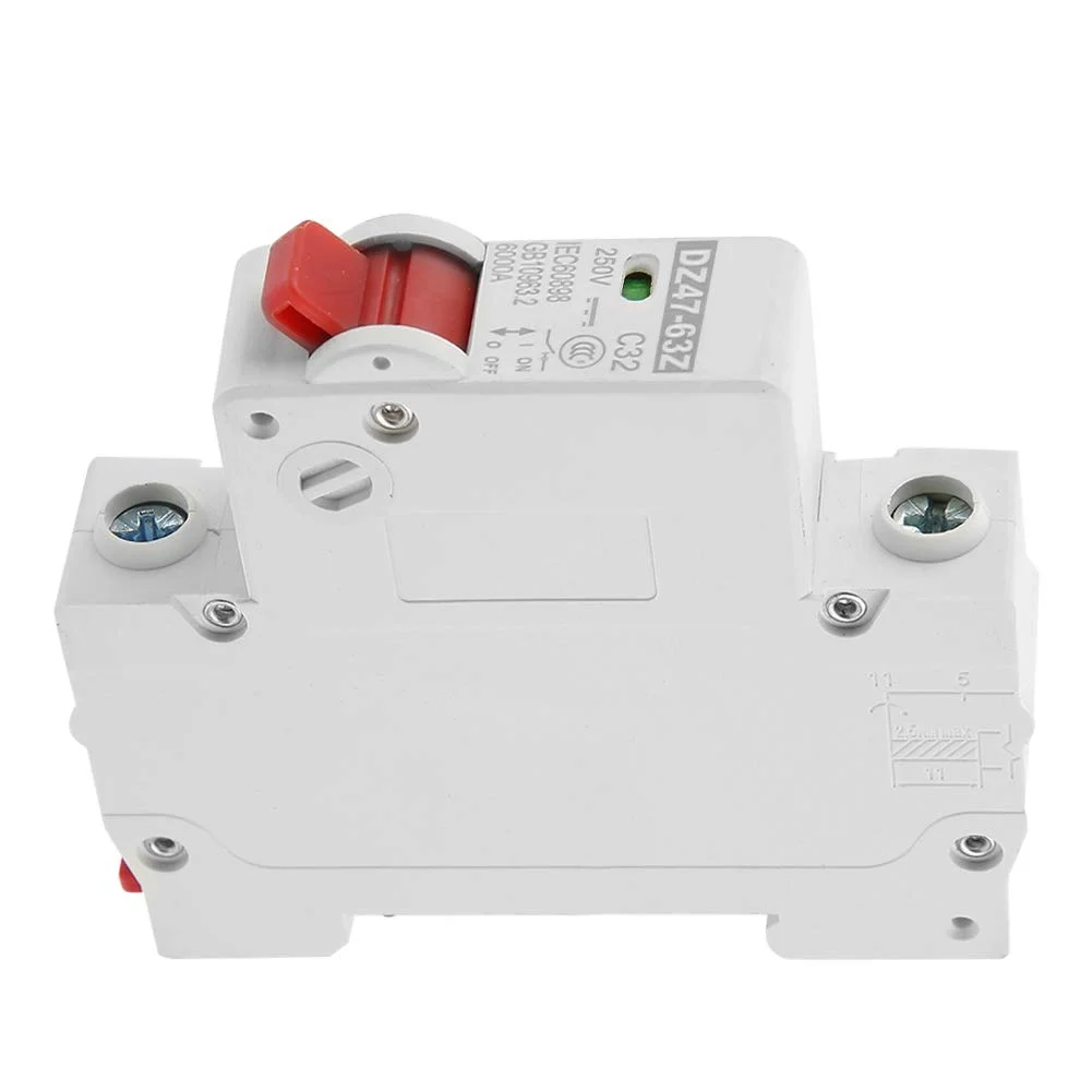 کلید مینیاتوری DC مدل DZ47-63Z-1P 6KA 32A، کلید ایمنی تک پل مینیاتوری محافظت از نشتی کلید مینیاتوری DC مدل DZ47-63Z-1P 6KA 32A، کلید ایمنی تک پل مینیاتوری محافظت از نشتی