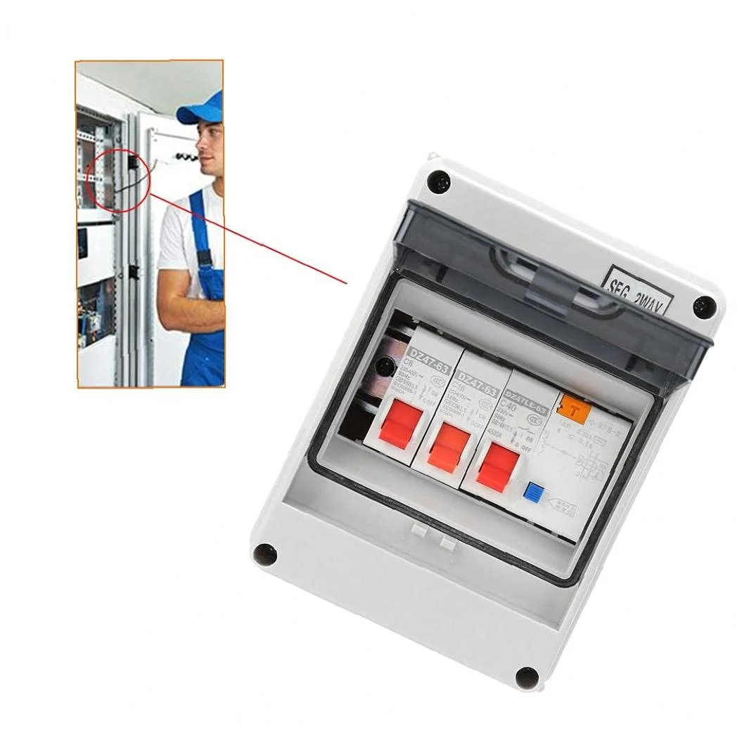 جعبه فیوز مینیاتوری 2 راهه با محافظت از نشت جریان، برد فیوز 40 آمپر 30 میلی آمپر RCD 2 MCB 6A+16A جعبه فیوز مینیاتوری 2 راهه با محافظت از نشت جریان، برد فیوز 40 آمپر 30 میلی آمپر RCD 2 MCB 6A+16A