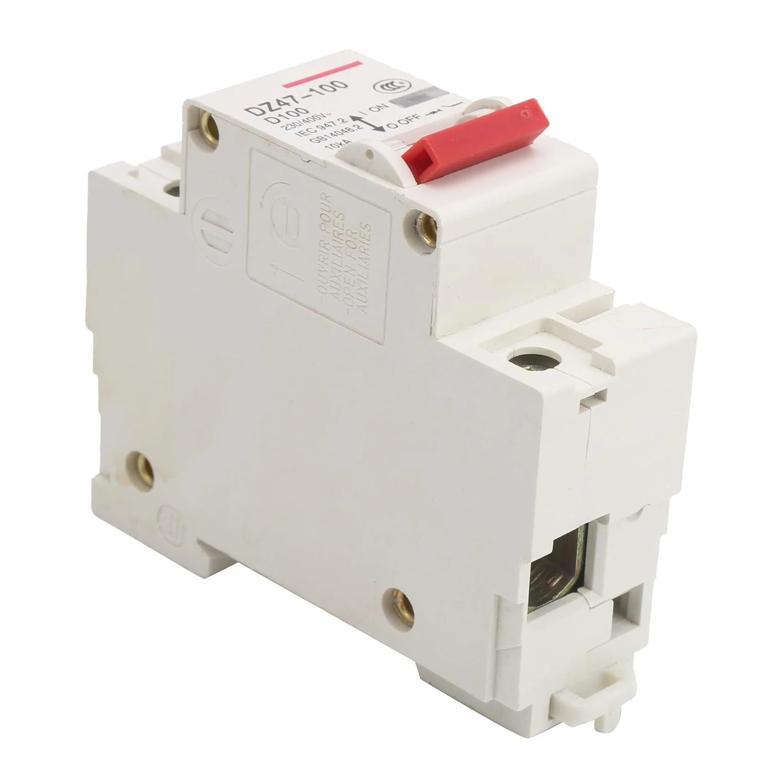 DZ47-100 1P D80~100A کلید مینیاتوری مدار شکن خانگی نوع D کلید هوایی کوچک با ولتاژ نامی AC 1500 ولت پلاستیکی برای سیستم خورشیدی PV پنل های خورشیدی سیستم شبکه