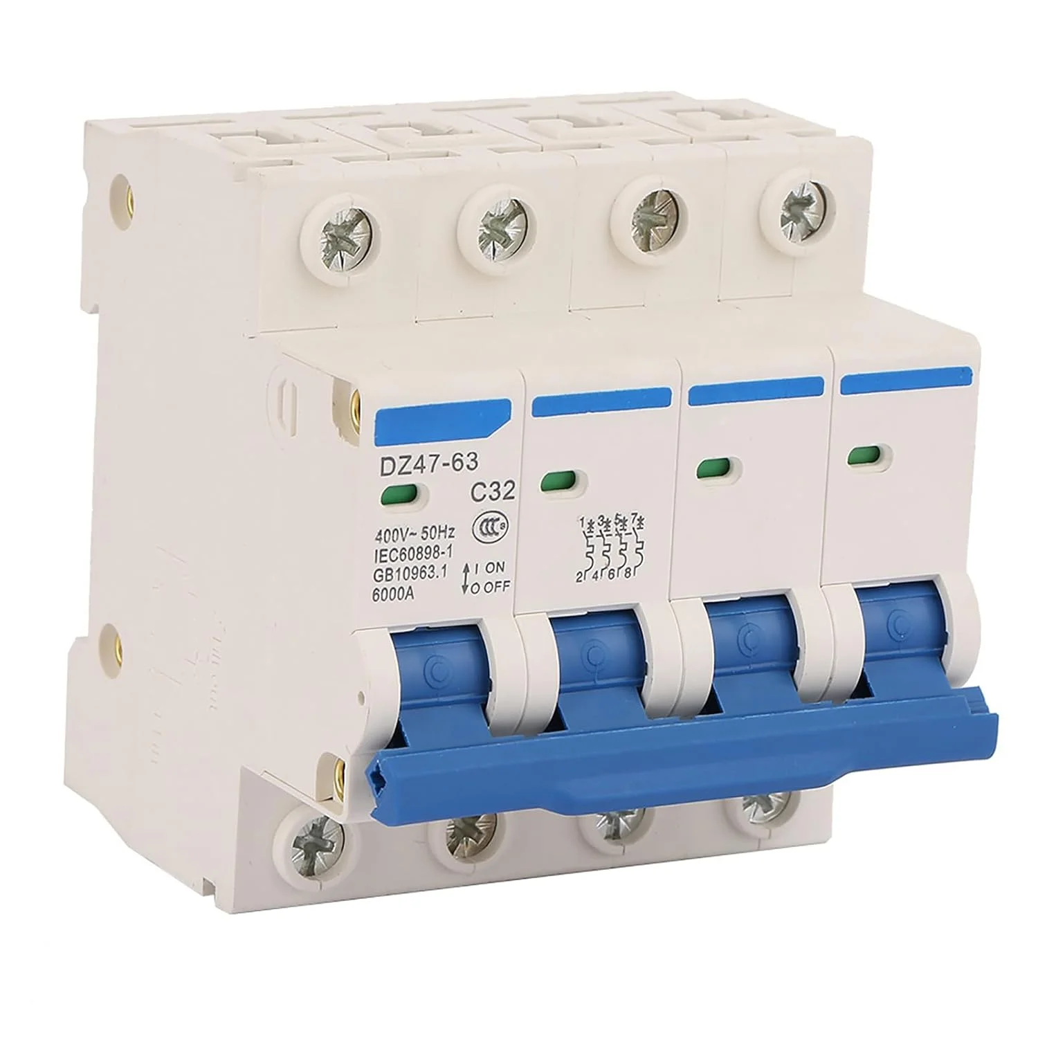 DZ47 63 4P 32A 400V کلید مینیاتوری جریان RCCB، مقاوم در برابر آتش، نشتی الکتریکی، مناسب برای خانه/ساخت و ساز مهندسی