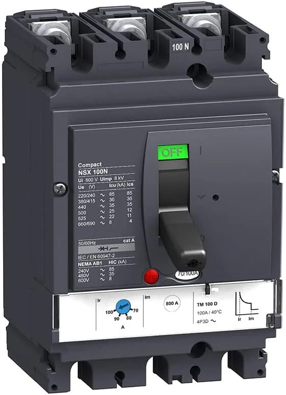 کلید اتوماتیک کامپکت LV429846 MCCB NSX100N TMD 25A 3p3d 50kA (قطع کننده مدار 3-25 آمپر)