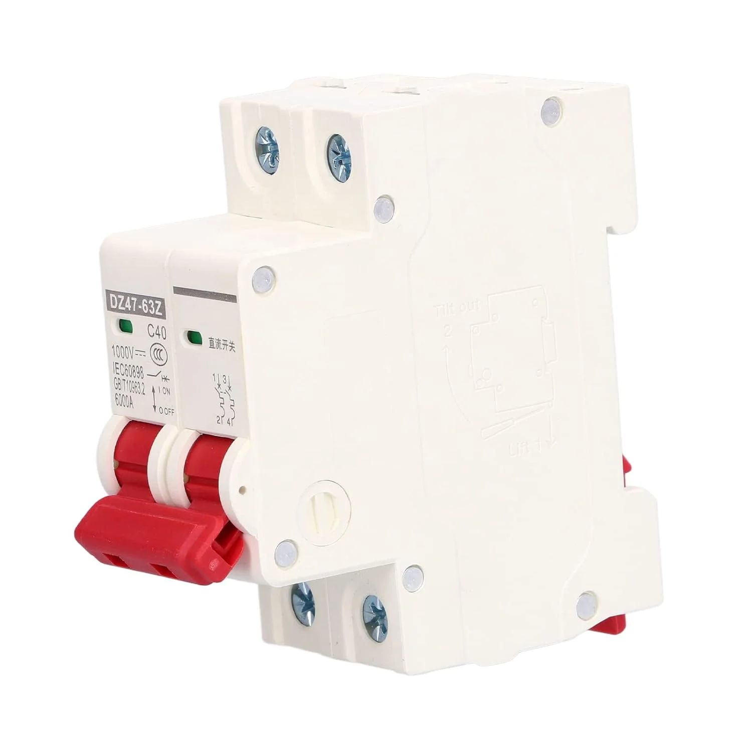 قطع کننده مدار مینیاتوری DC، مدار کارآمد سیستم PV خورشیدی، نصب روی ریل DIN، 40 آمپر DZ47‑63Z C40