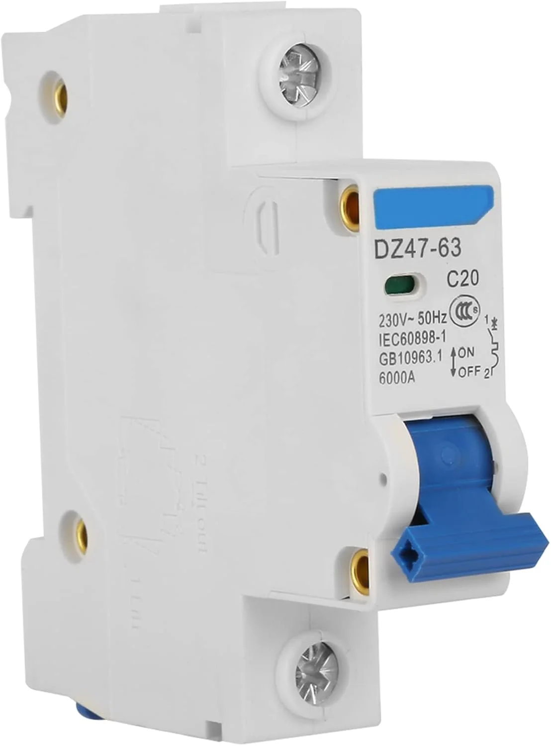 کلید NDNCZDHC DZ47-63، مینیاتوری 1 پل 230 ولت، کلید روشنایی برای انرژی خورشیدی، سیستم های تولید برق کوچک (20 آمپر)