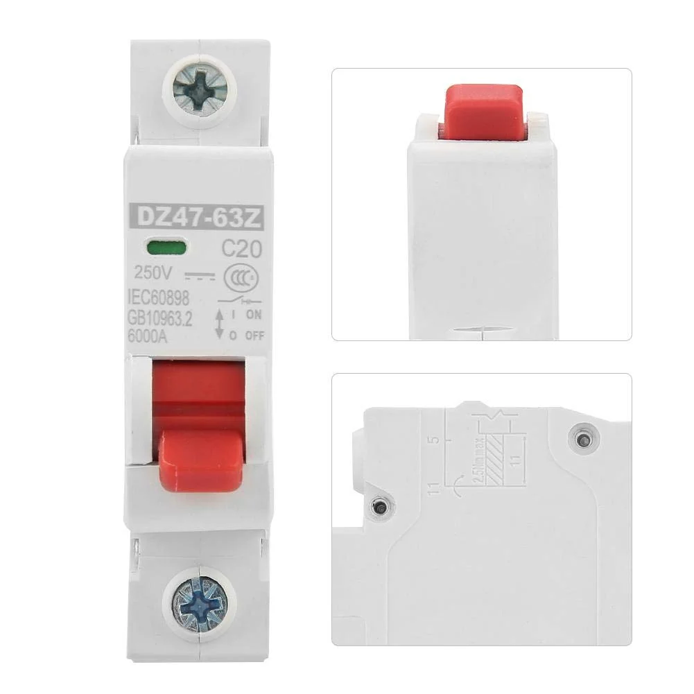 DZ47 63Z 1P 20A کلید مینیاتوری DC محافظت از نشت جریان، کلید هوا برای سیستم فتوولتائیک انرژی خورشیدی