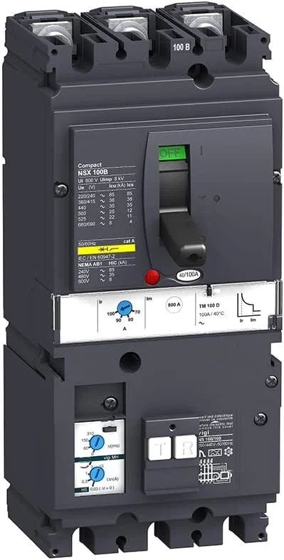 کلید اتوماتیک MCCB Vigi MH NSX100B TMD 40A 3p3d 25kA مدل LV429664 (جریان 3 تا 40 آمپر)