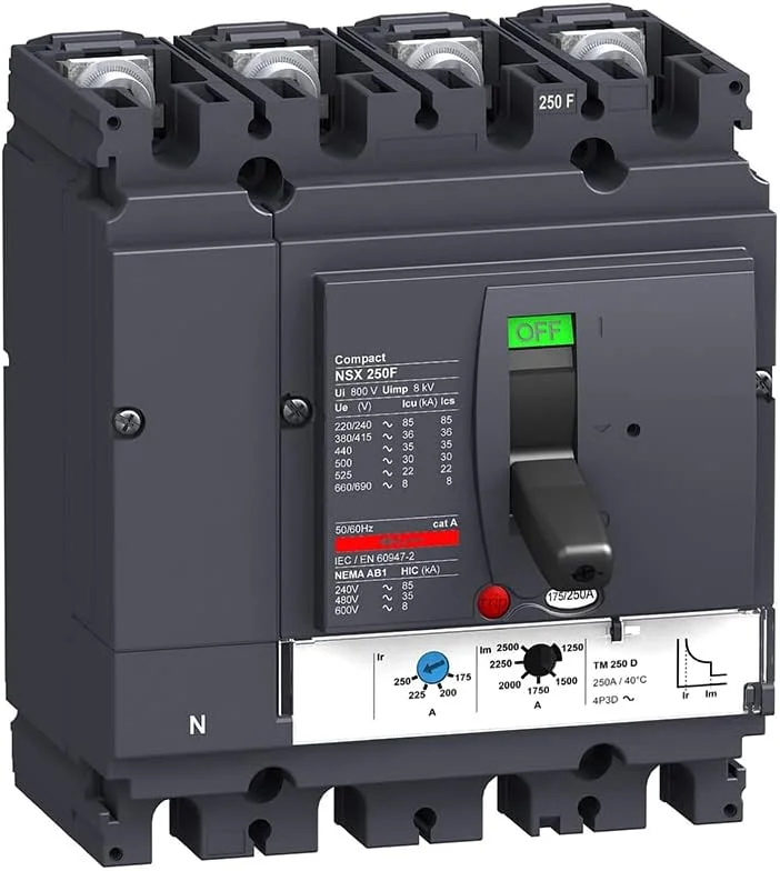 LV431650 MCCB NSX250F TMD 250A 4p4d 36kA کلید مدار شکن قالب‌گیری شده (4-250 آمپر)