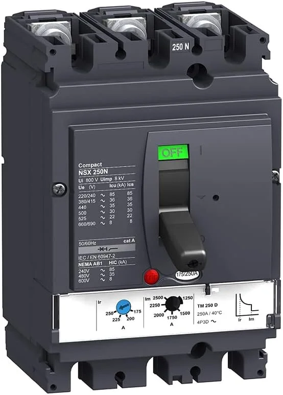 LV431833 MCCB NSX250N TMD 125A 3p3d 50kA کلید مینیاتوری قالب‌گیری‌شده (3-125 آمپر)
