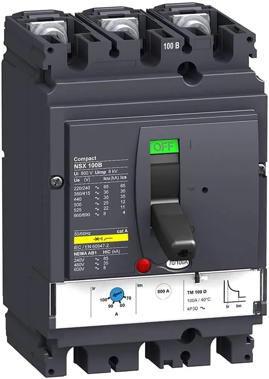 کلید اتوماتیک فشرده LV429551 MCCB NSX100B TMD 80A 3p3d 25kA (قطع کننده مدار 3-80 آمپر)