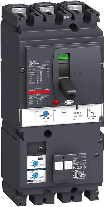 LV429937 MCCB Vigi MH NSX100F TMD 16А 3p3d 36kA قطع کننده مدار محفظه قالب‌گیری شده (3-16 آمپر)