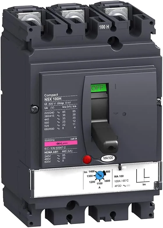 LV429761 MCCB NSX100H MA 50A 3p3d 70kA کلید مدار شکن قالب‌گیری شده (3-50 آمپر)