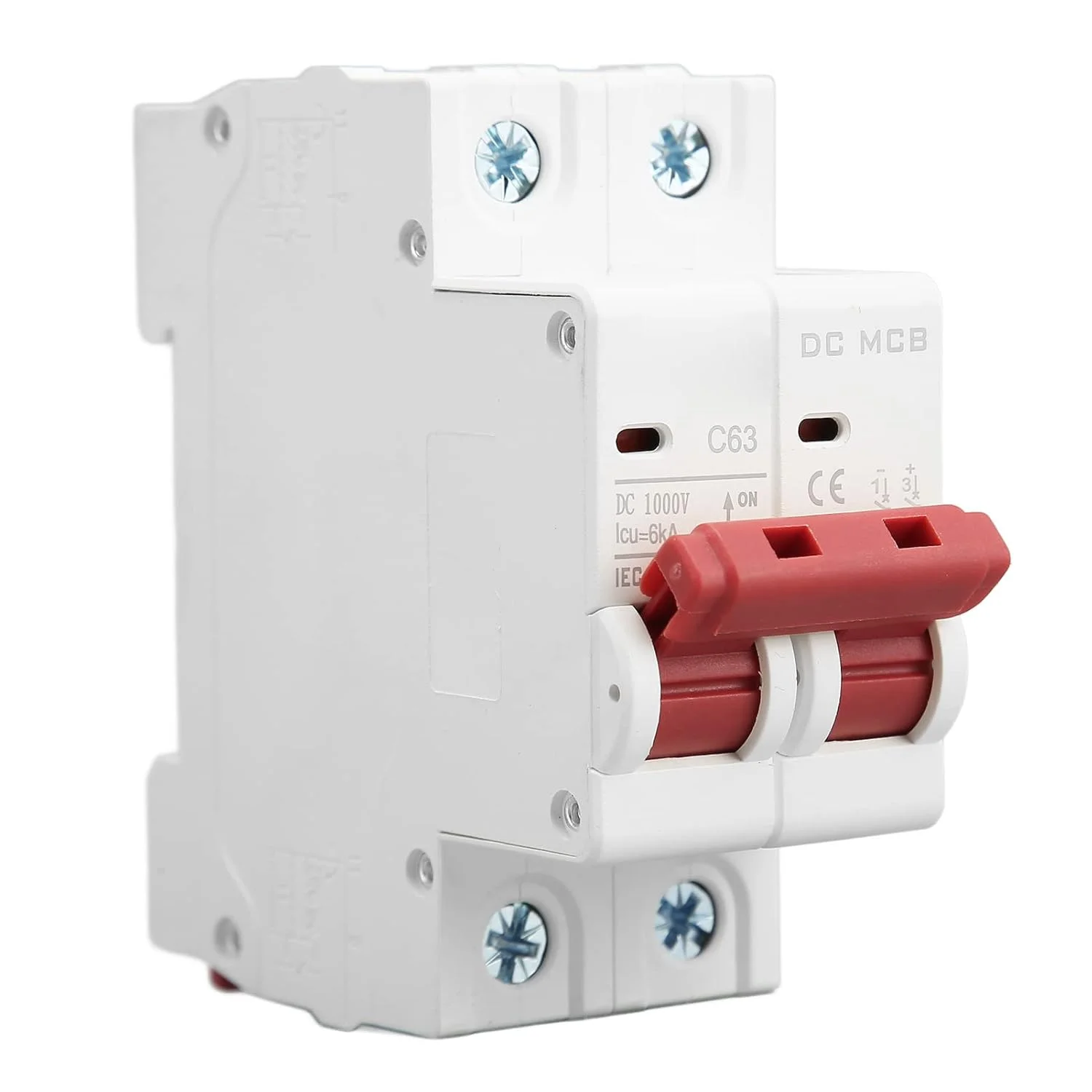 قطع کننده مدار 2 پل DC 1000V MCB 63A سوئیچ محافظت ظرفیت شکست 6000A برای موتورسیکلت برقی خورشیدی فتوولتائیک خودروی برقی