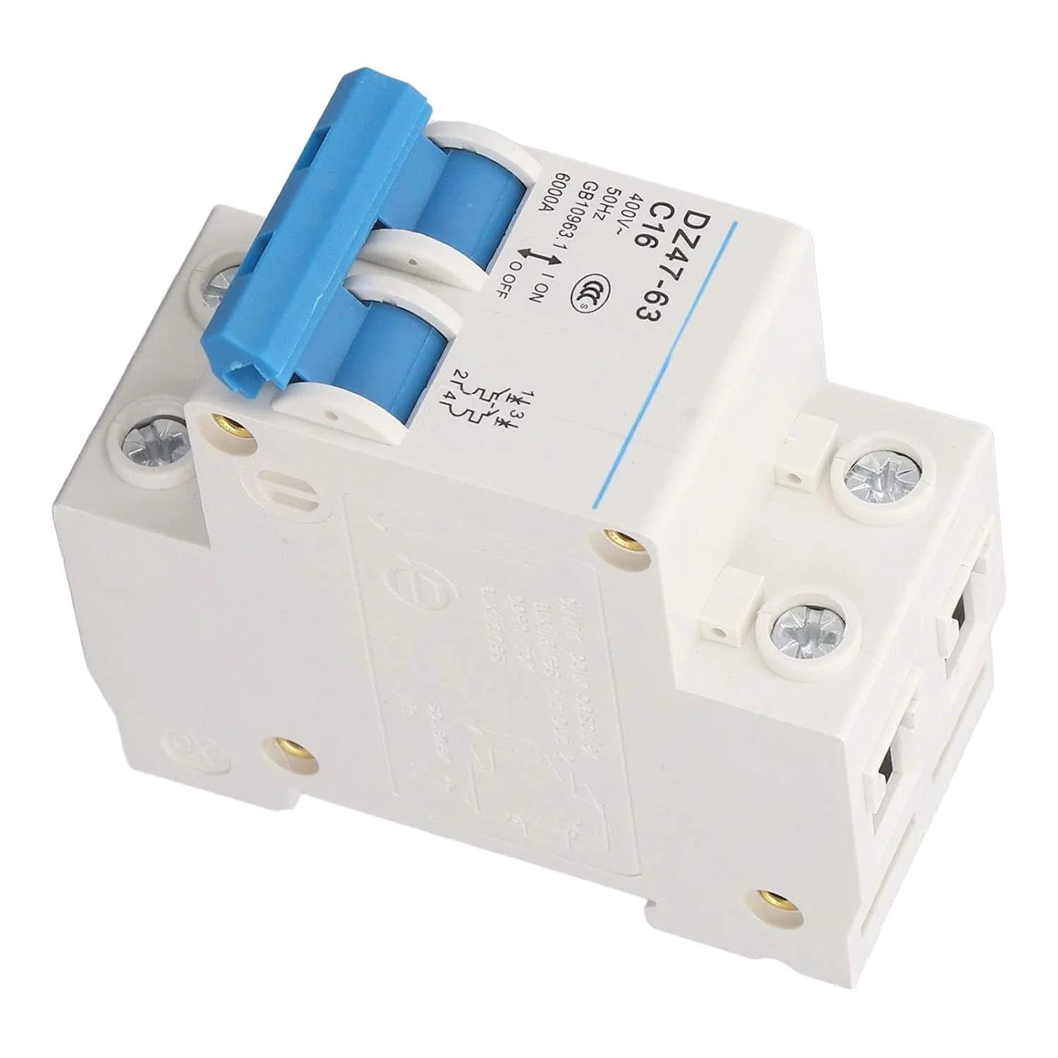کلید مینیاتوری هیودو، کلید مدار مینیاتوری 2P جداکننده جریان نصب شده روی ریل DIN 400V 16A DZ47-63 C16، قطع کننده های خطای زمین برای پنل های خورشیدی اداری خانگی کلید مینیاتوری هیودو، کلید مدار مینیاتوری 2P جداکننده جریان نصب شده روی ریل DIN 400V 16A DZ47-63 C16، قطع کننده های خطای زمین برای پنل های خورشیدی اداری خانگی