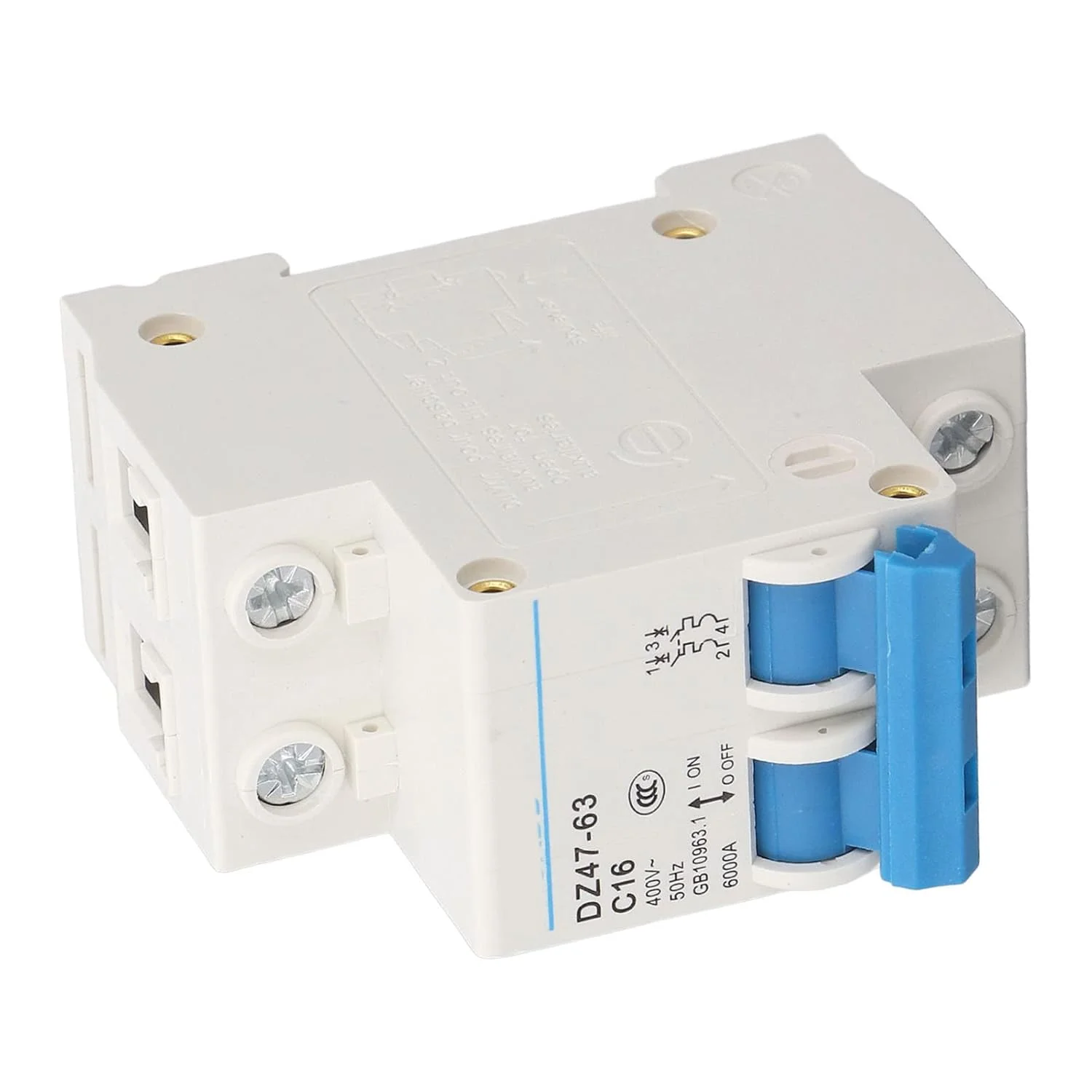 کلید مینیاتوری هیودو، کلید مدار مینیاتوری 2P جداکننده جریان نصب شده روی ریل DIN 400V 16A DZ47-63 C16، قطع کننده های خطای زمین برای پنل های خورشیدی اداری خانگی کلید مینیاتوری هیودو، کلید مدار مینیاتوری 2P جداکننده جریان نصب شده روی ریل DIN 400V 16A DZ47-63 C16، قطع کننده های خطای زمین برای پنل های خورشیدی اداری خانگی
