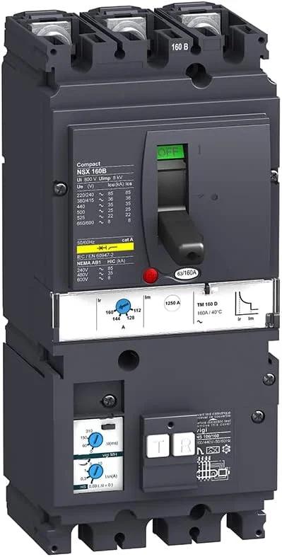 قطعه دستورالعمل مoulded case circuit breaker MH NSX160B 25kA 3p3d 160A