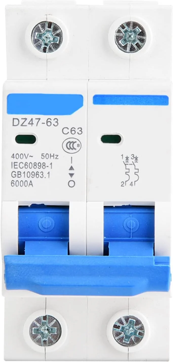 مینیاتوری مدار شکن DZ47-63 2P 400V AC، محافظت از نشت مدار مینیاتوری، کلید هوایی 25A 40A 50A 63A (63A)