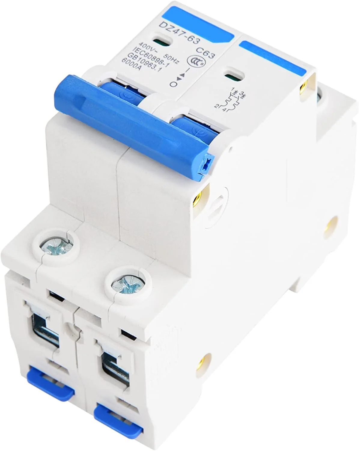 مینیاتوری مدار شکن DZ47-63 2P 400V AC، محافظت از نشت مدار مینیاتوری، کلید هوایی 25A 40A 50A 63A (63A)