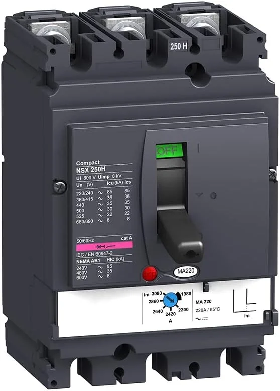 کلید اتوماتیک فشرده LV431757 MCCB NSX250H MA 150A 3p3d 70kA (3-150 آمپر)