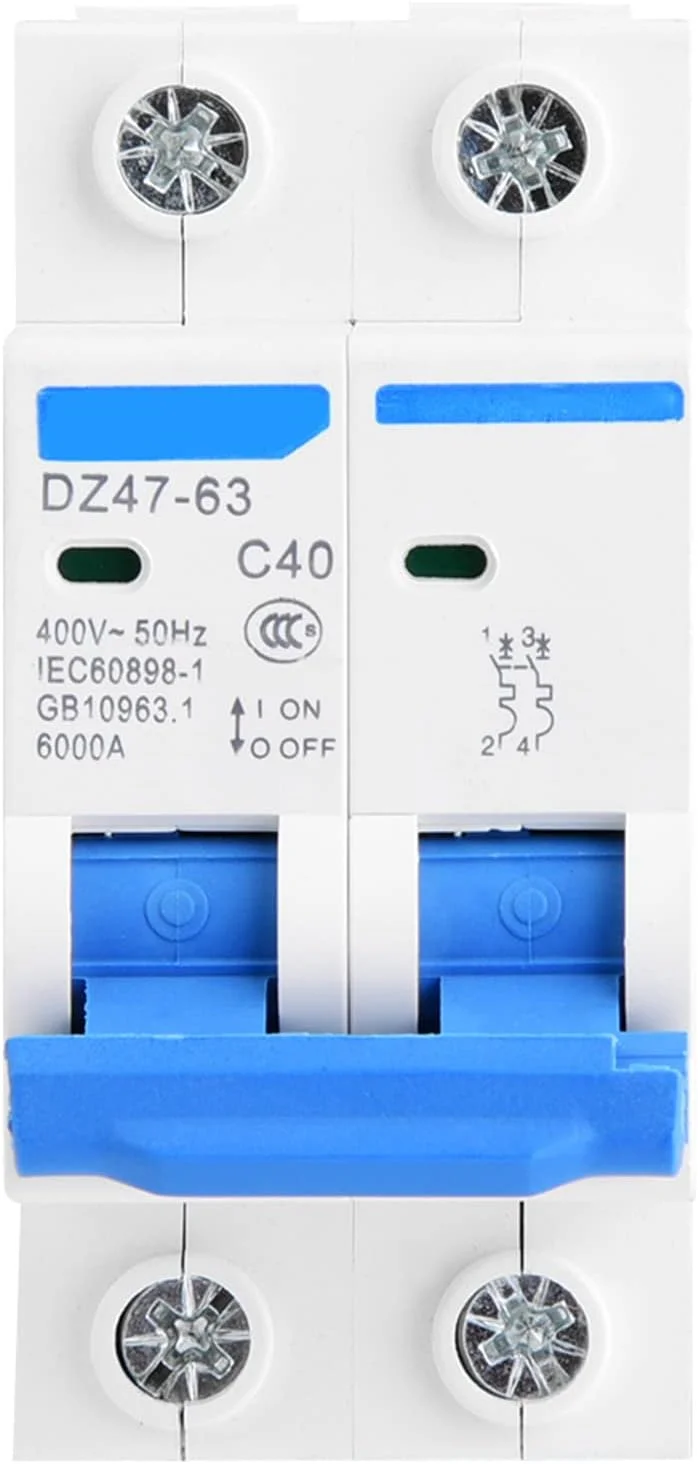 کلید مینیاتوری DZ47-63 2P 400V AC با محافظت در برابر نشتی و کلید هوایی 25A 40A 50A 63A (40A) کلید مینیاتوری DZ47-63 2P 400V AC با محافظت در برابر نشتی و کلید هوایی 25A 40A 50A 63A (40A)