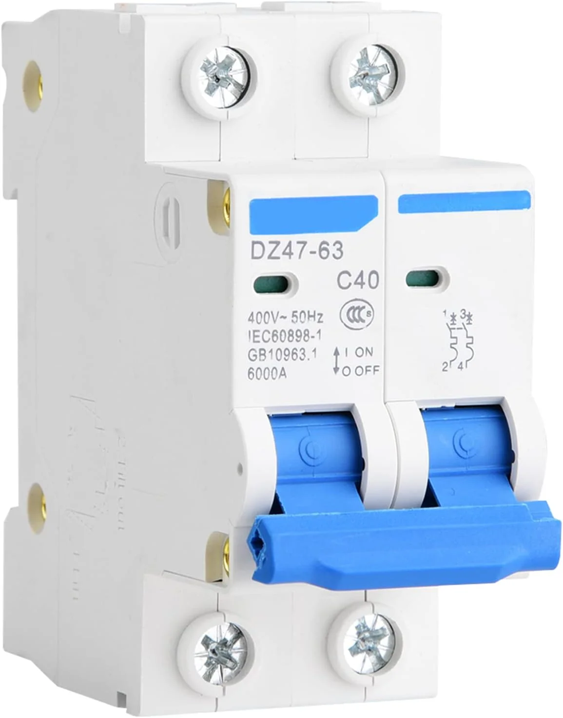 کلید مینیاتوری DZ47-63 2P 400V AC با محافظت در برابر نشتی و کلید هوایی 25A 40A 50A 63A (40A) کلید مینیاتوری DZ47-63 2P 400V AC با محافظت در برابر نشتی و کلید هوایی 25A 40A 50A 63A (40A)