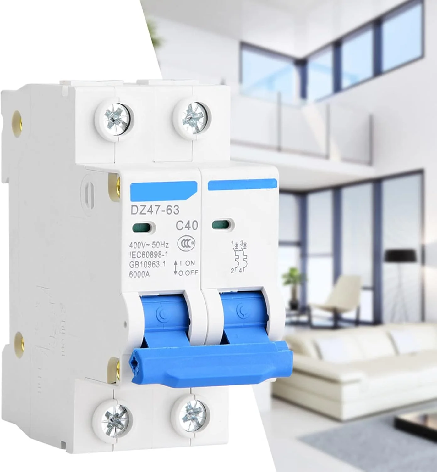 کلید مینیاتوری DZ47-63 2P 400V AC با محافظت در برابر نشتی و کلید هوایی 25A 40A 50A 63A (40A) کلید مینیاتوری DZ47-63 2P 400V AC با محافظت در برابر نشتی و کلید هوایی 25A 40A 50A 63A (40A)