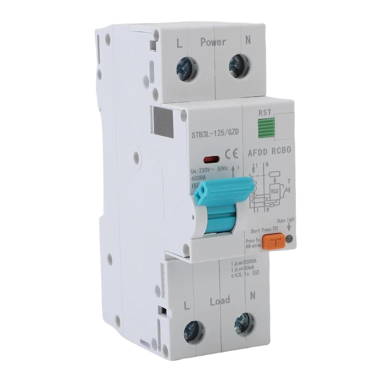 کلید مینیاتوری محافظ قوس الکتریکی Marhynchus STB3L-125/GZD 1P+N با حفاظت از اضافه بار و نشتی جریان برای ایمنی خانه (40 آمپر)