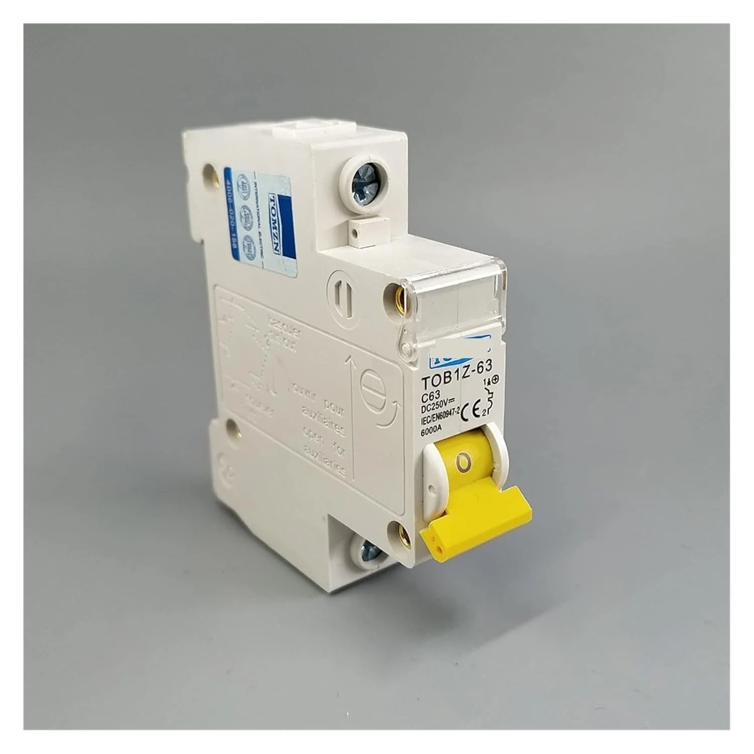 فیوز مینیاتوری تک پل DC 250V ShoFbi مدل TOBIZ-63 با منحنی C، فیوز جریان مستقیم برای محافظت از نشتی زمین PV (سایز: 1P 50A)
