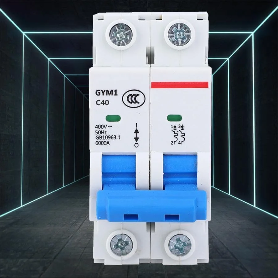 قطع کننده مدار 2P AC 400V MCB GYM1-DZ47S IP20 با حفاظت از اضافه بار و اتصال کوتاه (63 آمپر)