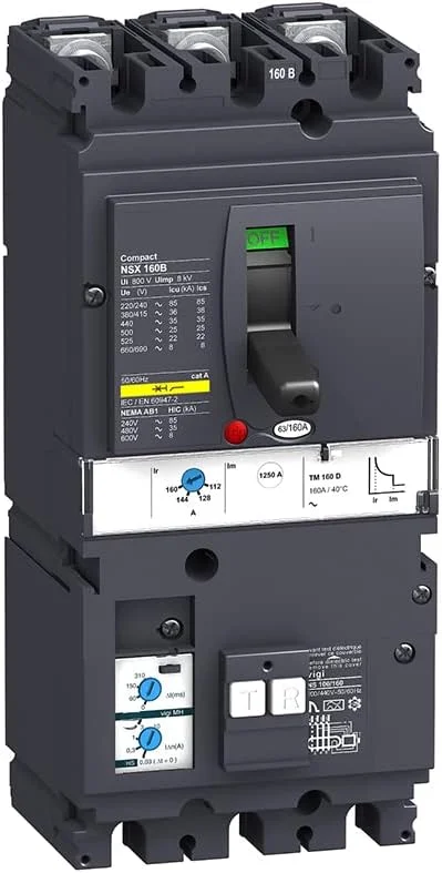 کلید اتوماتیک LV430343 MCCB Vigi MH NSX160B TMD 80A 3p3d 25kA (قطع کننده مدار قالب دار 3-80 آمپر)